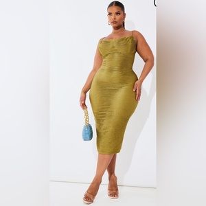 Plus Olive Textured Strappy Dress